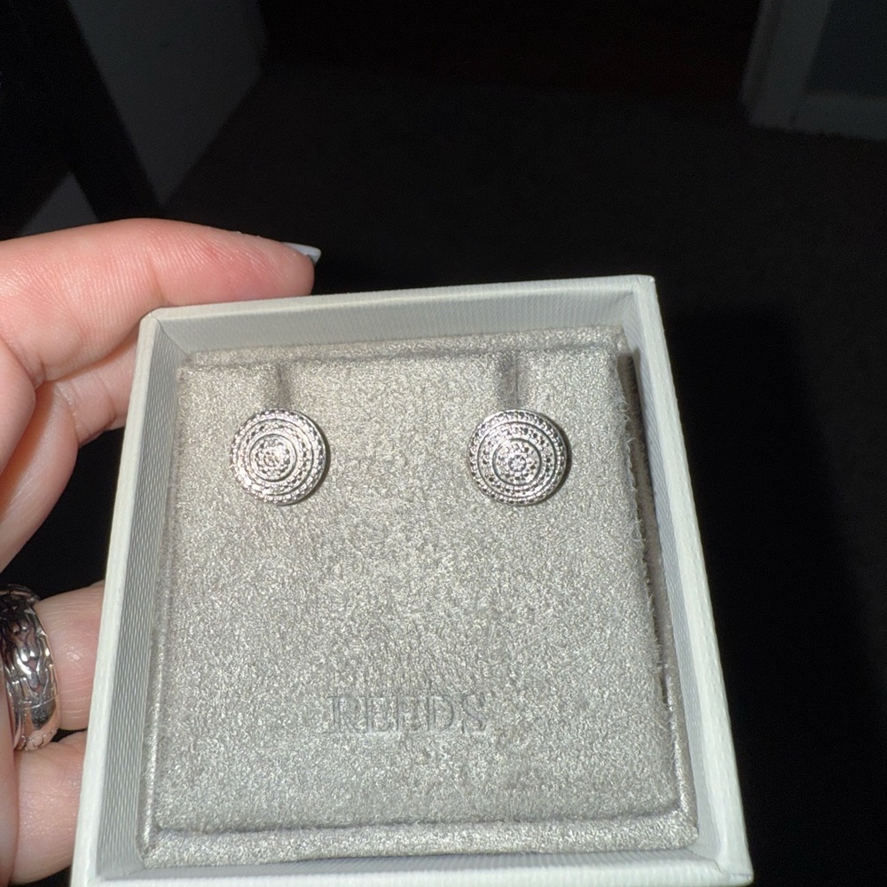 Elegant Sterling Silver Cluster Earrings from Reeds Jewelers.